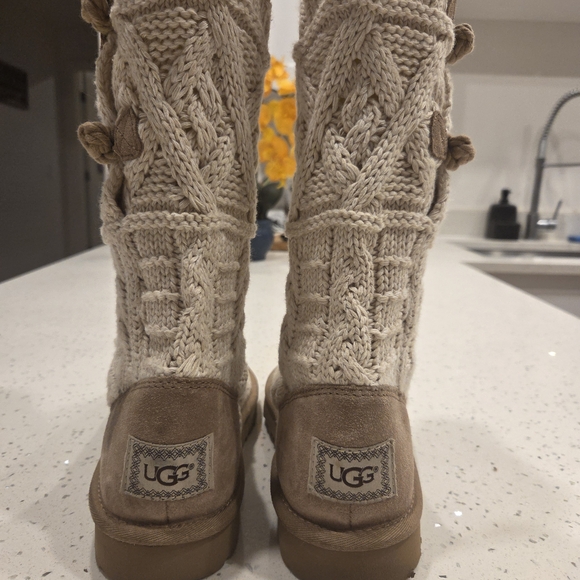 UGG Shoes - UGG Knit Boots in Cream and Tan
